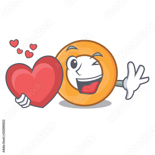 With heart onion ring mascot cartoon