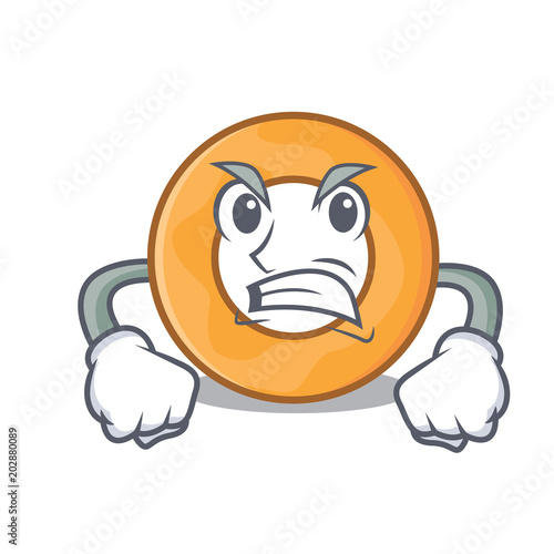 Angry onion ring mascot cartoon