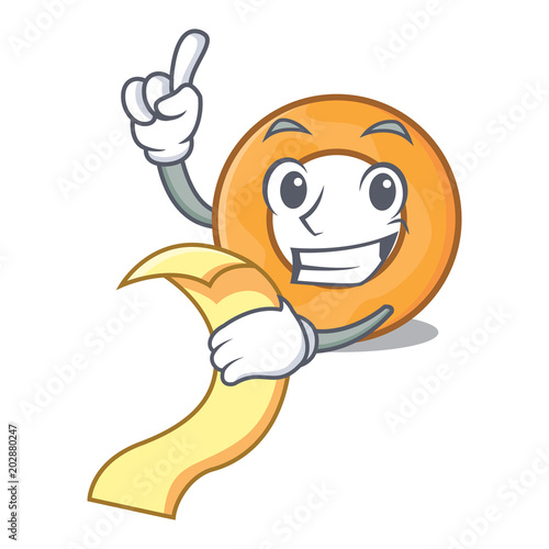With menu onion ring mascot cartoon