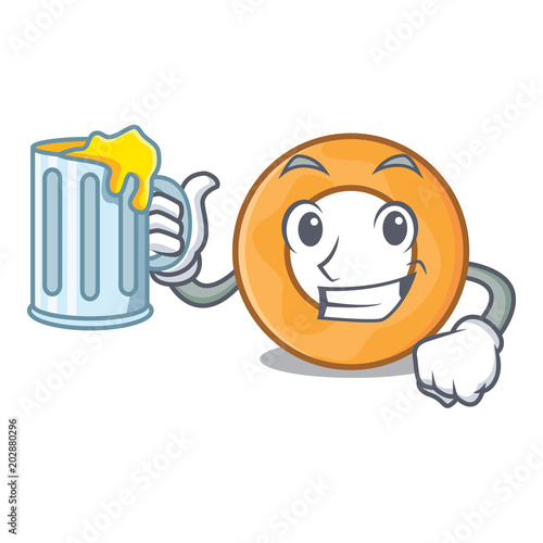 With juice onion ring mascot cartoon