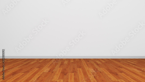 brown wood floor white wall 3d render texture background template mock up