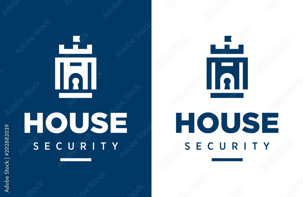 Modern professional vector logo house security in blue theme