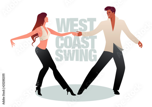 Young couple dancing swing. West Coast Style