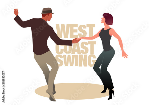 Young couple dancing swing. West Coast Style