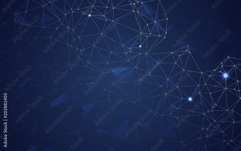 Abstract polygonal space low poly blue background with connecting dots and lines. Connection structure.vector illustrator