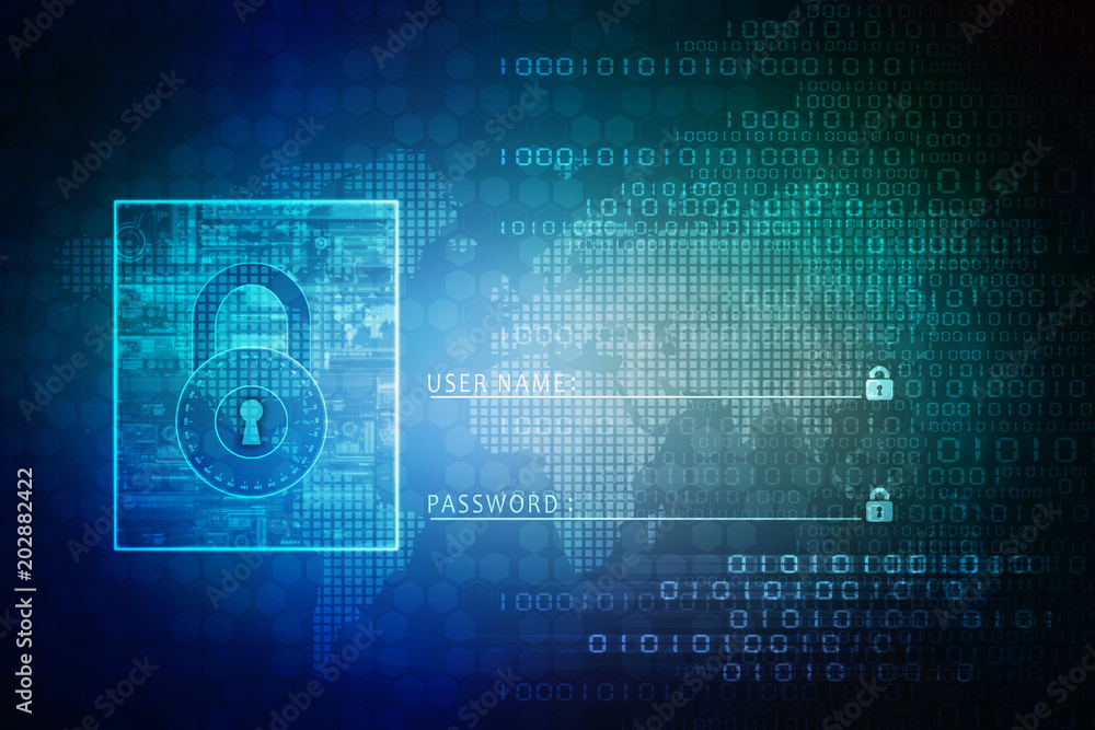 2d illustration Safety concept: Closed Padlock on digital background 2d illustration Safety concept: Closed Padlock on digital background