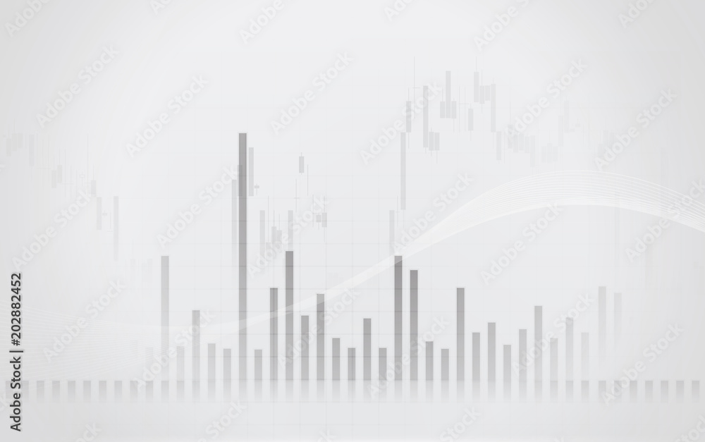Fototapeta premium Business candle stick graph chart of stock market investment trading on white background design. Bullish point, Trend of graph. Vector illustration