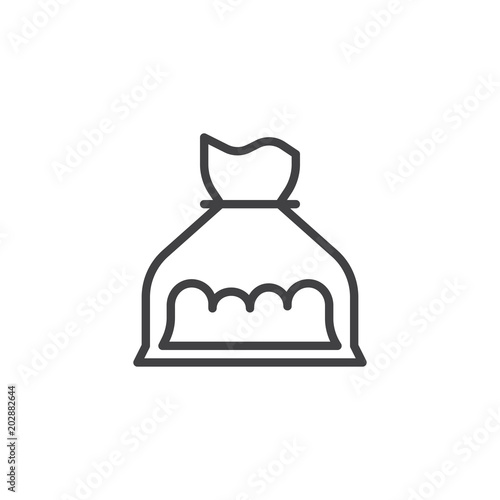 Cocaine bag outline icon. linear style sign for mobile concept and web design. Drugs pack simple line vector icon. Symbol, logo illustration. Pixel perfect vector graphics