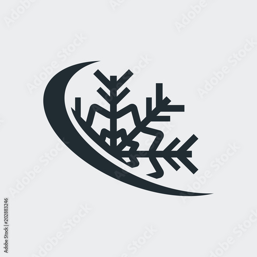 Logotipo estrella frio con curva en fondo gris