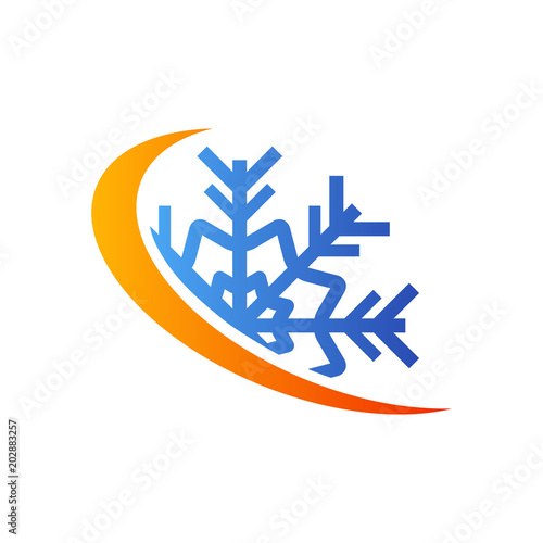 Logotipo estrella frio con curva en naranja y azul