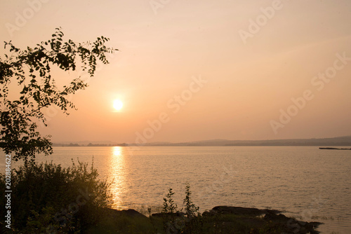 sun rises in the morning at the Sirindhorn Dam. Thailand © chaiudon