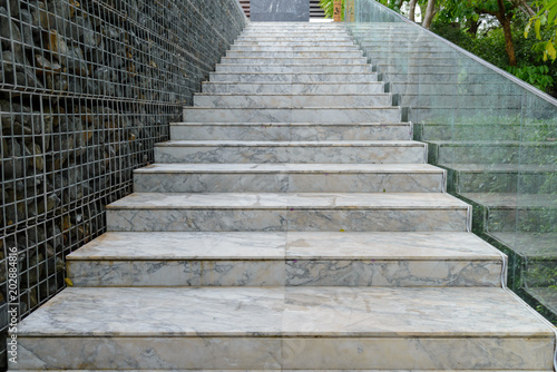 Fototapeta Naklejka Na Ścianę i Meble -  Empty marble stair - Outdoor modern architecture