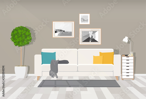 Modern interior design of a living room or office space in an industrial style.