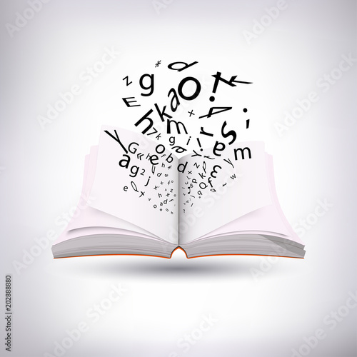 open book with different symbols