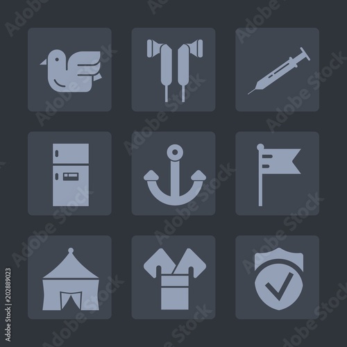 Premium set of fill icons. Such as freezer, home, animal, object, usa, flag, america, audio, nautical, needle, check, metal, tool, nature, wildlife, stereo, cold, appliance, earphone, security, white