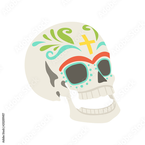 Sugar skull, traditional symbol of Mexico vector Illustration on a white background