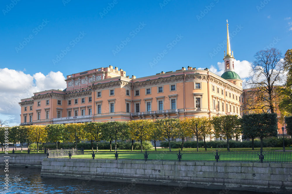 View of Mikhailovsky Castle in Saint-Petersburg, Russia