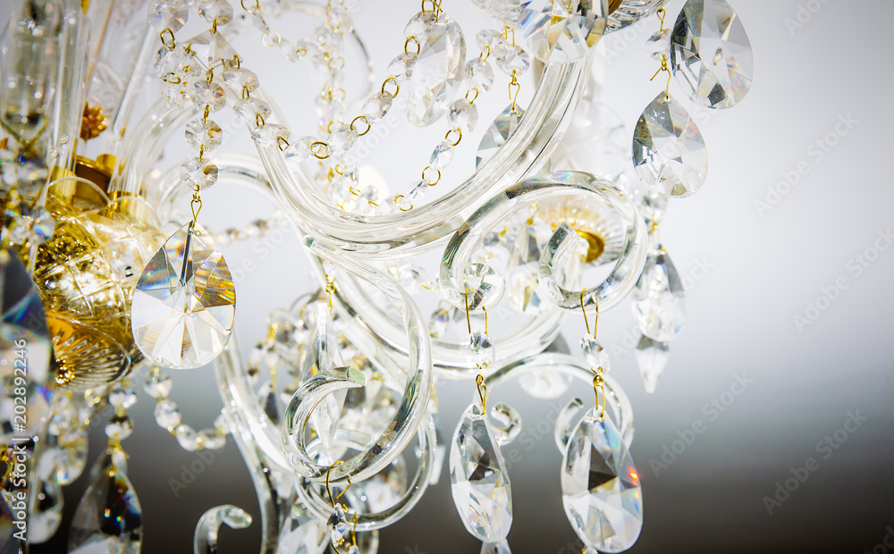 A fragment of a crystal chandelier A fragment of a crystal chandelier