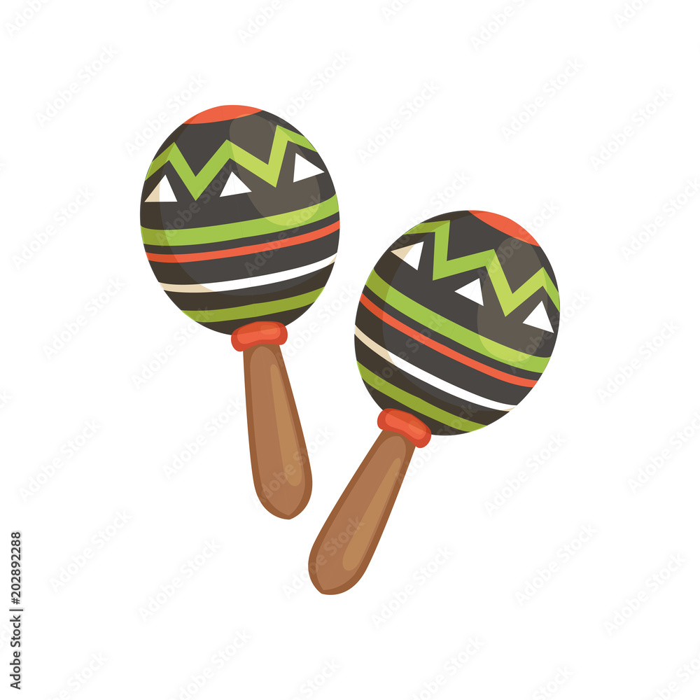 Pair of traditional Mexican maracas vector Illustration on a white background Pair of traditional Mexican maracas vector Illustration on a white background