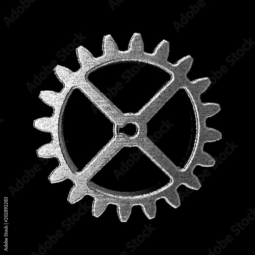 Cogwheel. Isolated on black background. Vector illustration.