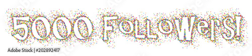 5,000 FOLLOWERS colourful dots banner