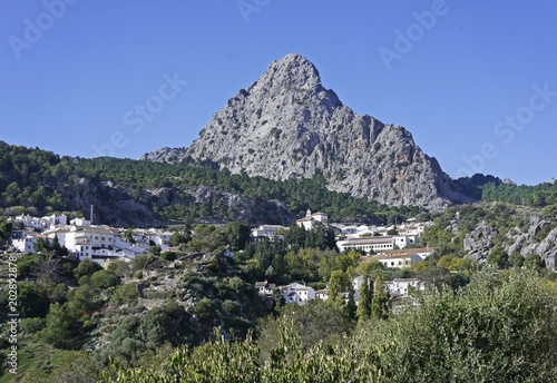 Spain, Grazalema is a white village in Andalusia at the foot of the Sierra del Pinar Mountains, in the Sierra de Grazalema Natural Park