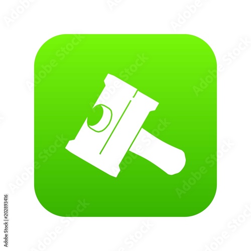 Big sledgehammer icon green vector isolated on white background