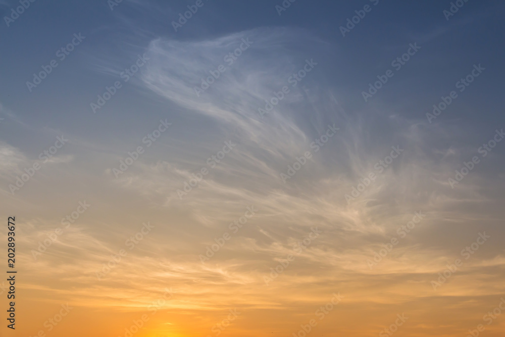 Sky with clouds between sunset or sunrise beautiful background