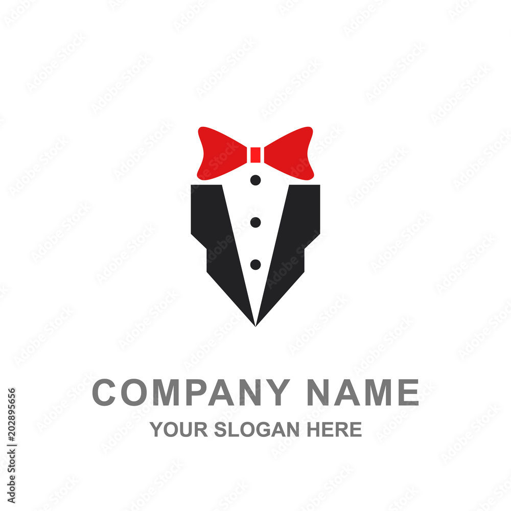 Tuxedo Suit Bow Tie Gentleman Fashion Style Logo Vector Illustration Tuxedo Suit Bow Tie Gentleman Fashion Style Logo Vector Illustration