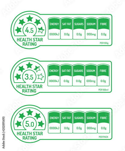 Nutrition facts labels with health star rating