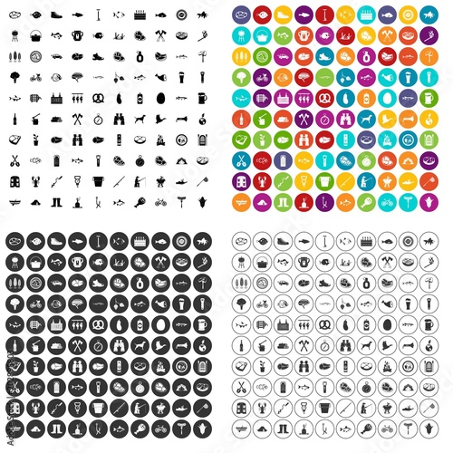 100 BBQ icons set vector in 4 variant for any web design isolated on white