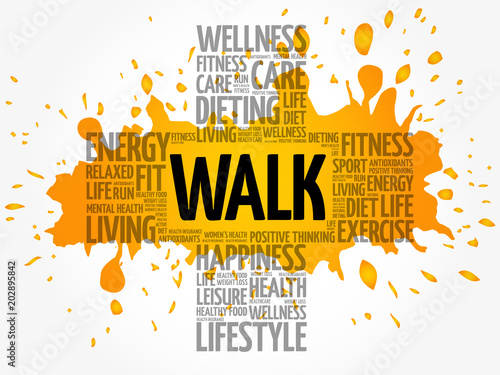 WALK cross word cloud collage, health concept background