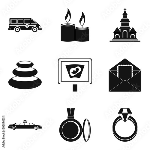 Lady happiness icons set. Simple set of 9 lady happiness vector icons for web isolated on white background
