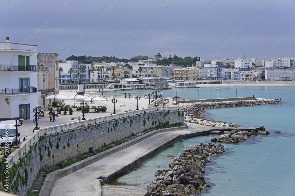 Italy, Puglia, Otranto, view from the castle to the bay, referred to as the road of Otranto