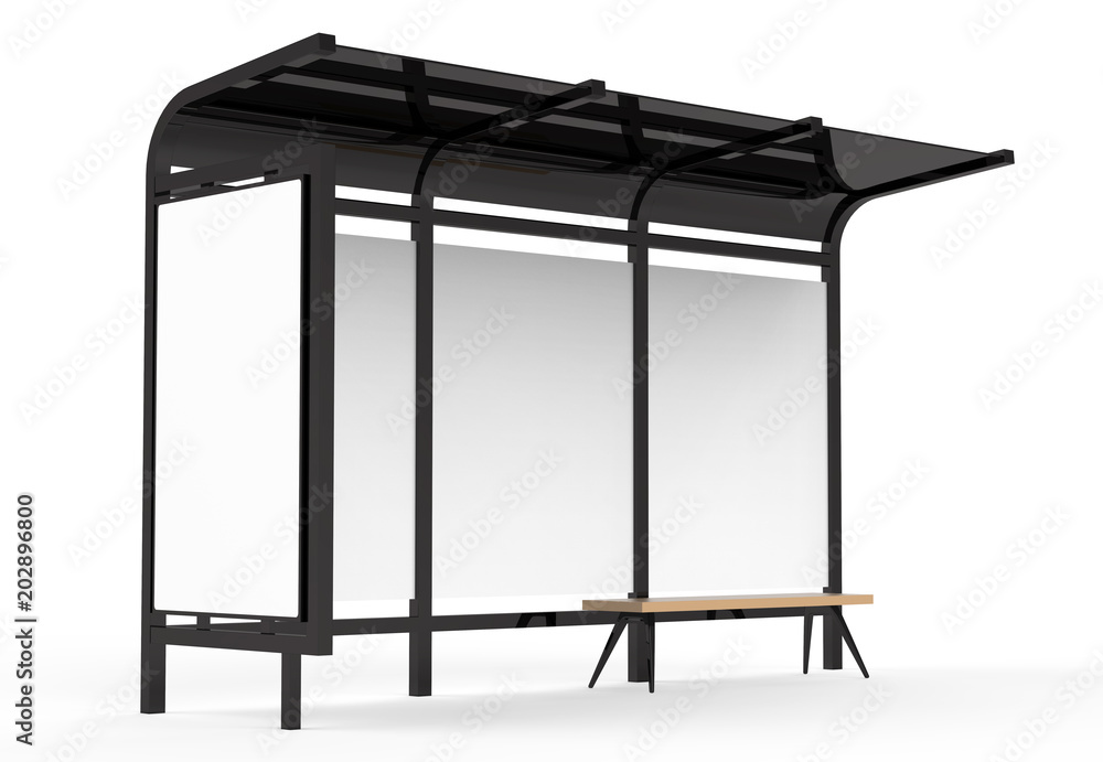 3D render bus shelter 3D render bus shelter