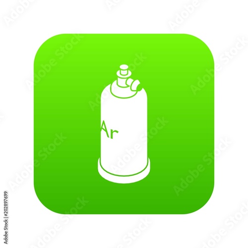 Welding cylinder icon green vector isolated on white background