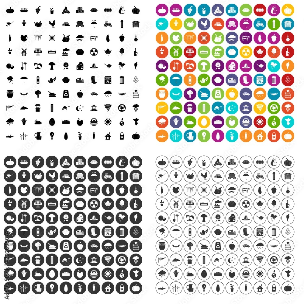 100 pumpkin icons set vector in 4 variant for any web design isolated on white