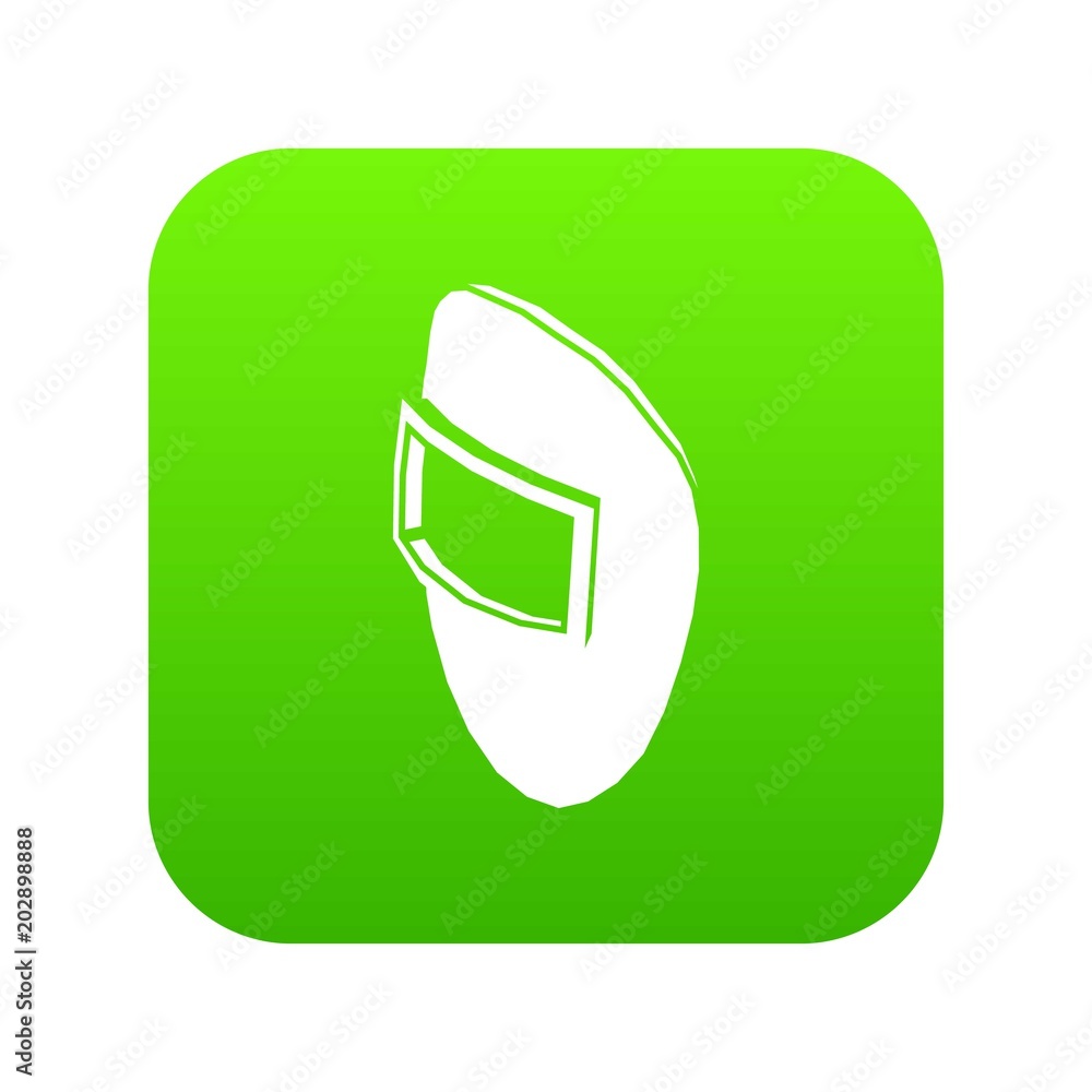 Welding mask icon green vector isolated on white background Welding mask icon green vector isolated on white background