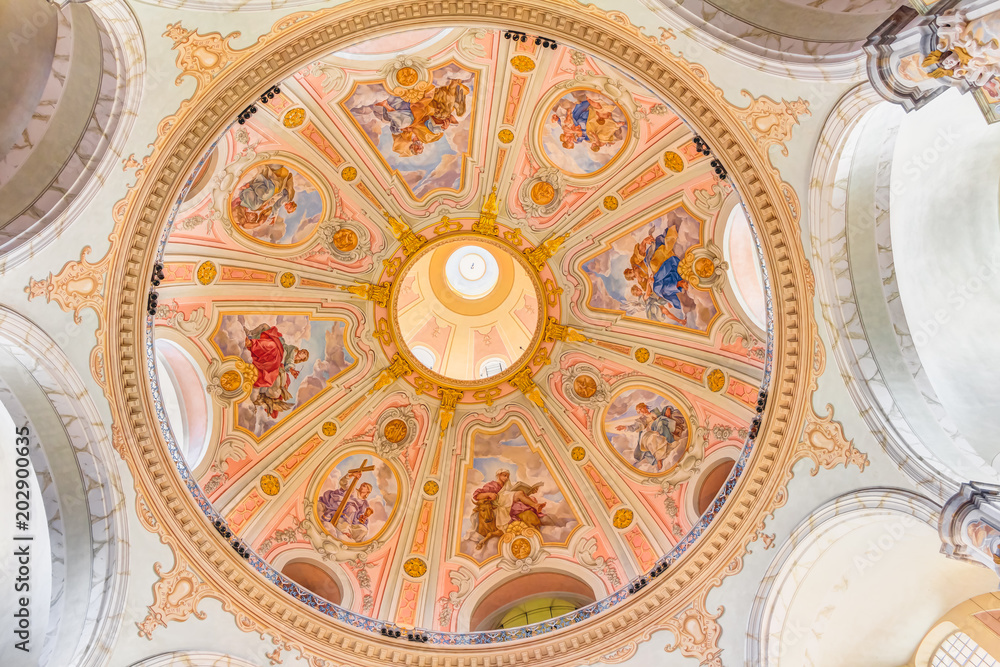 Painting of the cupola in the Church of our Lady