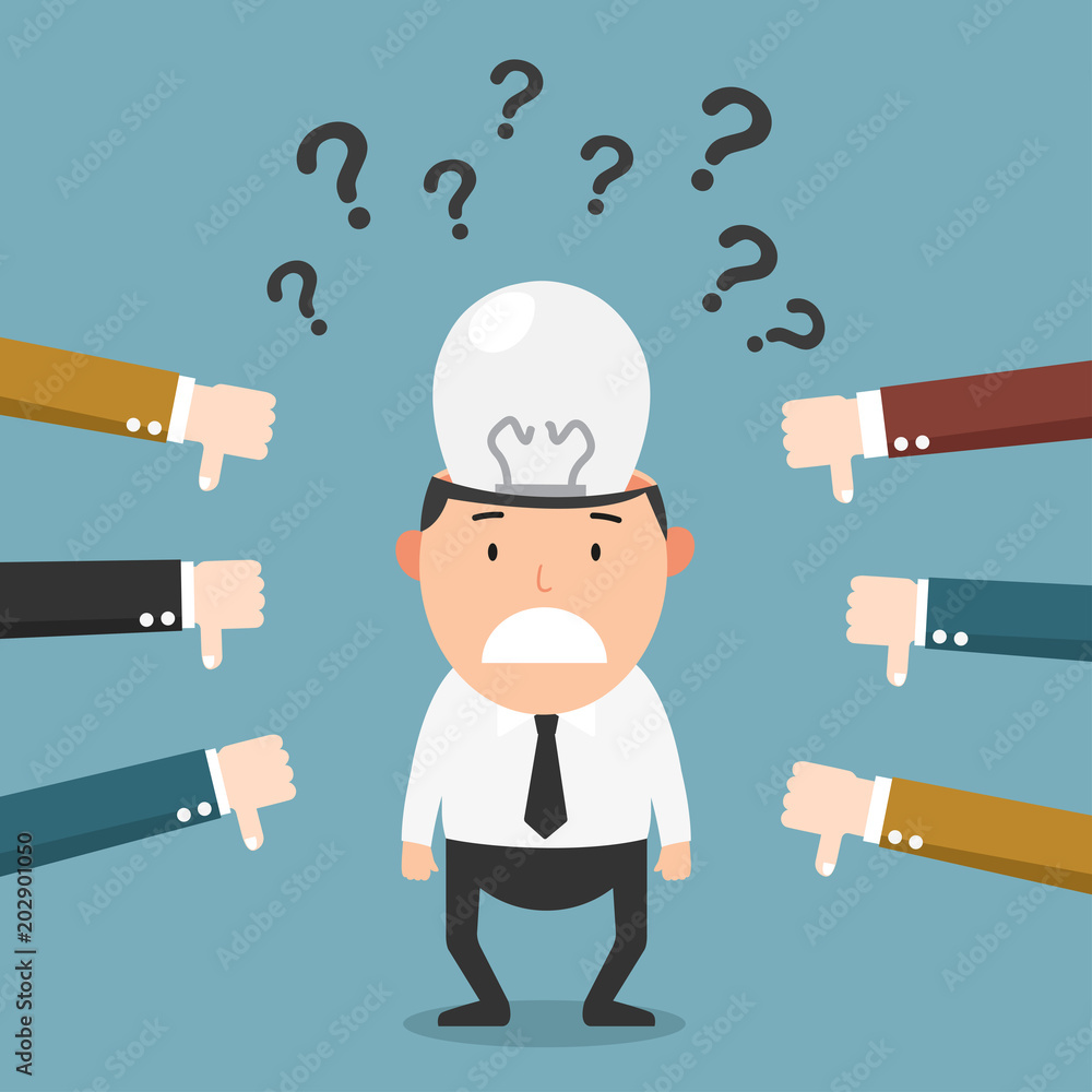 Feedback-the concept of the man crying because he didn't his jobs well,working problem.illustration vector Feedback-the concept of the man crying because he didn't his jobs well,working problem.illustration vector