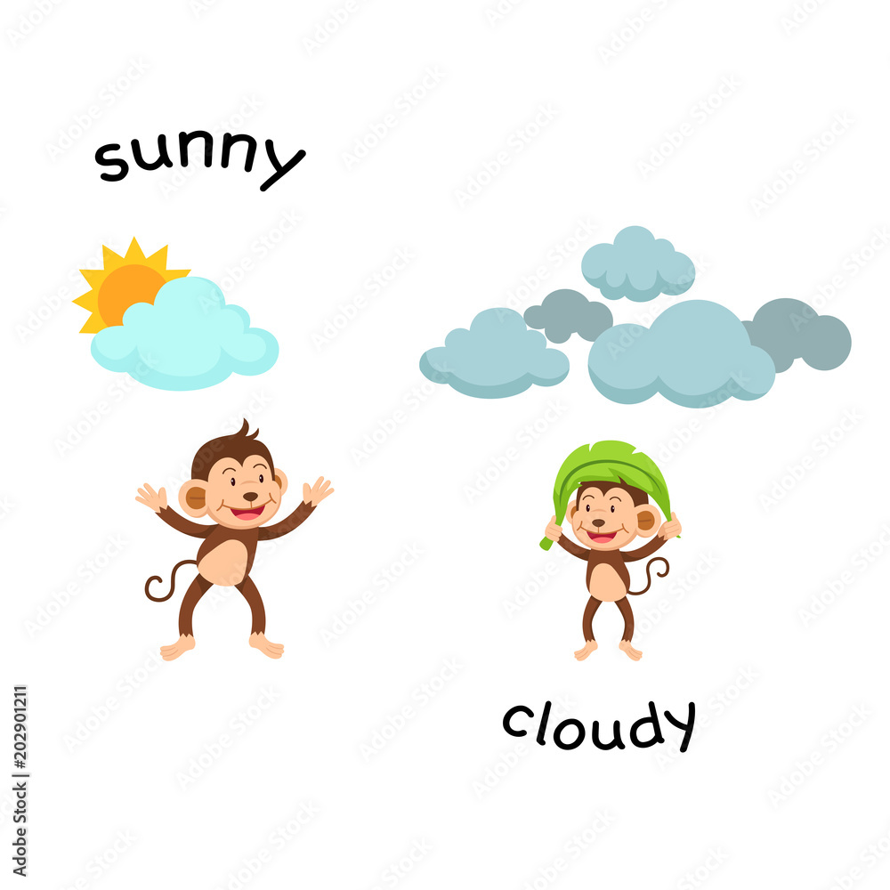 Opposite sunny and cloud vector illustration Opposite sunny and cloud vector illustration