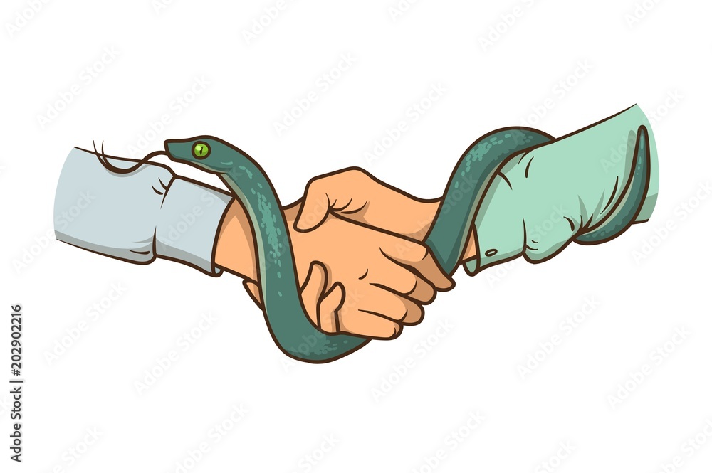 Obraz na plátně Handshake with a snake