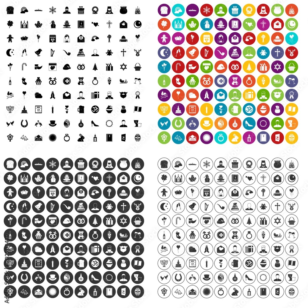 100 religious festival icons set vector in 4 variant for any web design isolated on white 100 religious festival icons set vector in 4 variant for any web design isolated on white
