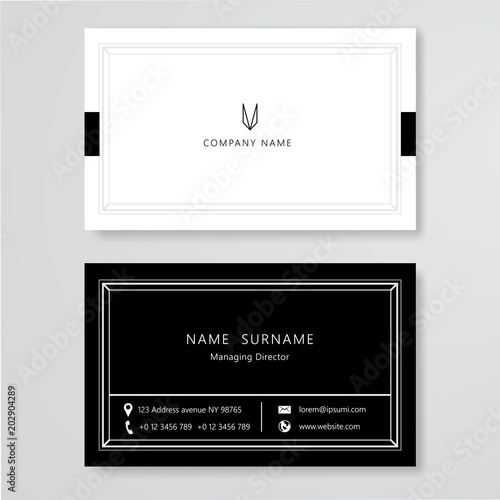 White and black business card clean design vector template