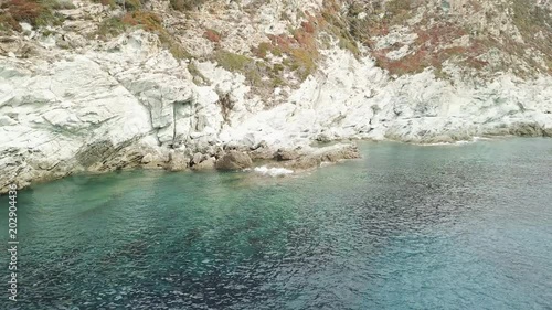 Air view above the sea by the drone - 4k - Corsica