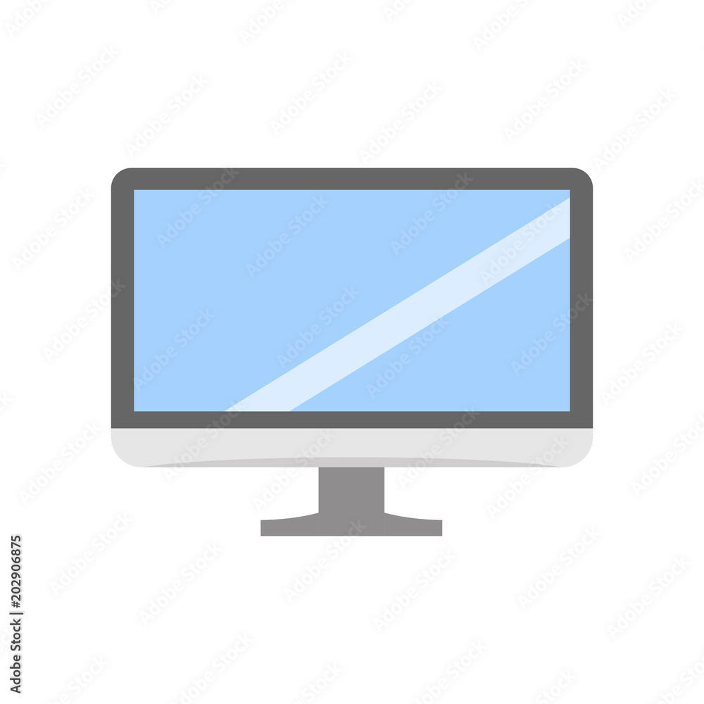 Vector PC flat icon isolated in cartoon style. Vector PC flat icon isolated in cartoon style.