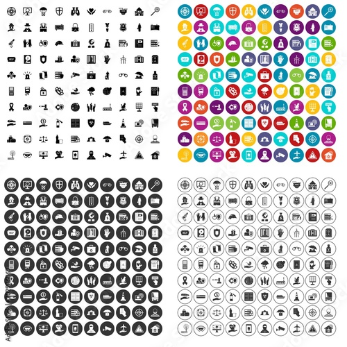100 safety icons set vector in 4 variant for any web design isolated on white