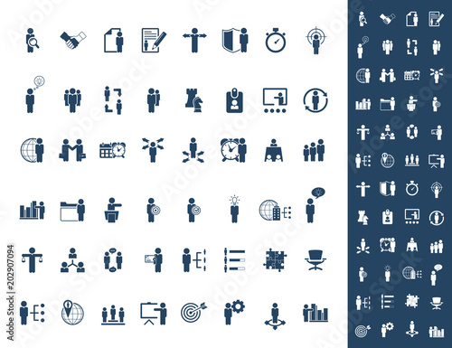 Universal business management and human resources icon set. Universal icons for web and mobile. Vector.