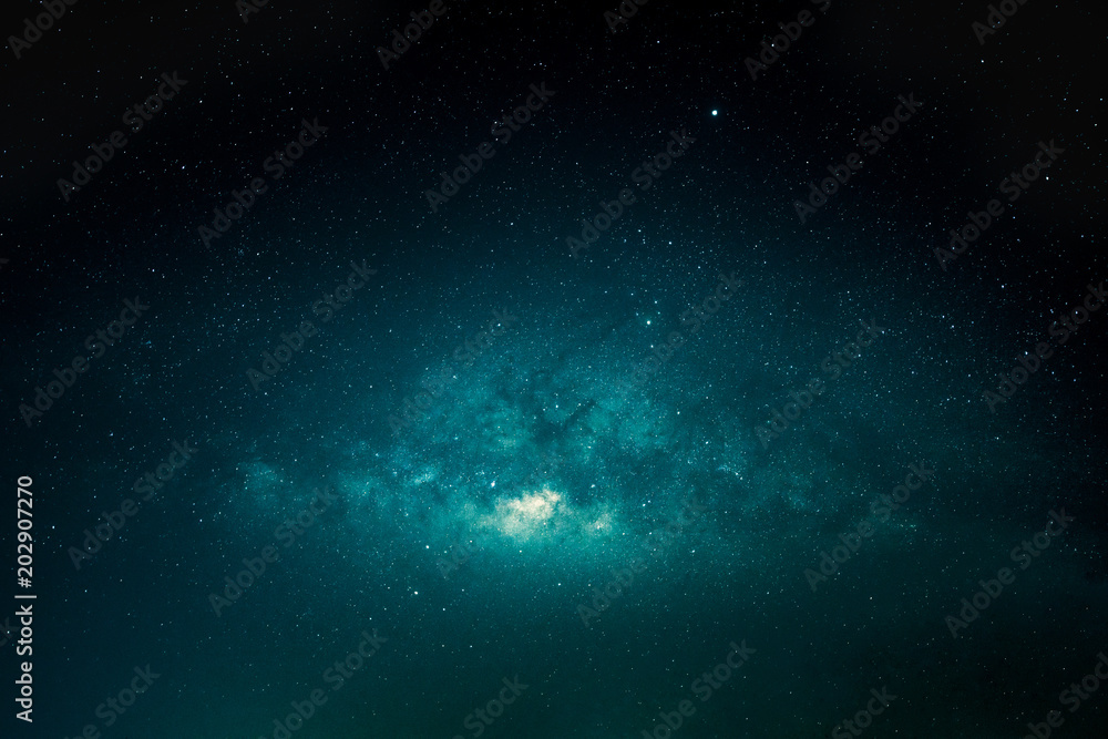 Landscape of the vast sky at night with milky way and various starry, Blue and dark sky at night with milky way galaxy