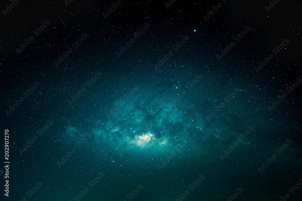 Ταπετσαρία Landscape of the vast sky at night with milky way and various starry, Blue and d